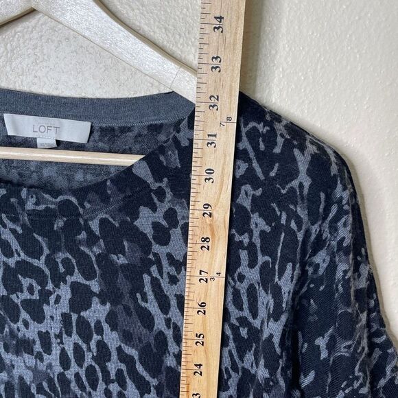 Loft Dress Womens XS Gray Short Sleeve Round Neck Animal Print Wool Casual Mini - Picture 4 of 7